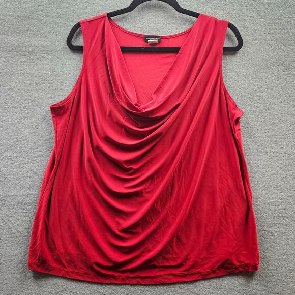 Perception Women 2x red ruched tank top Summer Sleeveless Shirt Cowl Neck - Picture 1 of 3